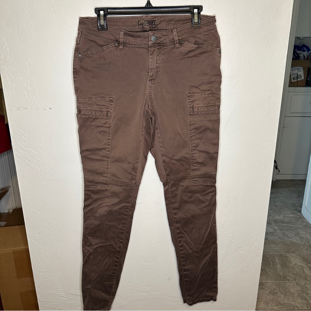 Prana Louisa Skinny Fit Utility Cargo Organic Cotton Pants Coffee Bean Brown 8